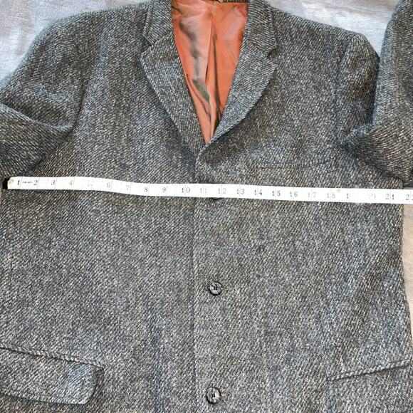 Vintage Harris Tweed Scottish Wool Mens Gray Blue Sports Jacket Anderson Little - Picture 3 of 12